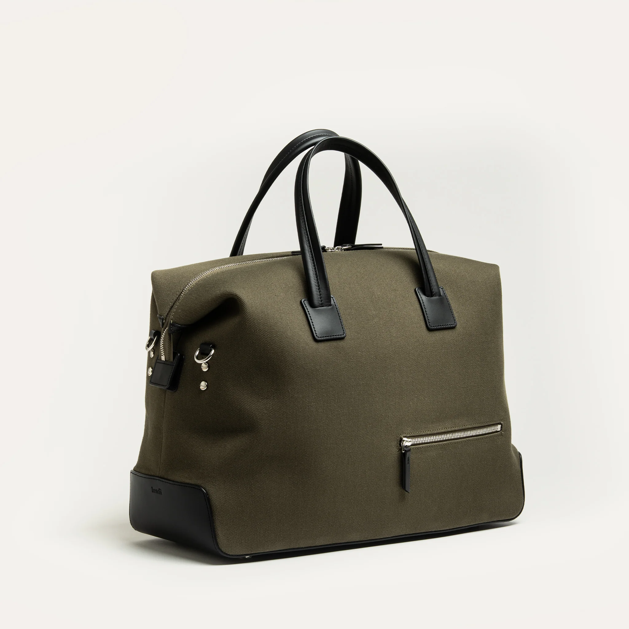 Sac de voyage 48h Femme ~ AUGUSTIN ~ Toile kaki & cuir noir - Image 3