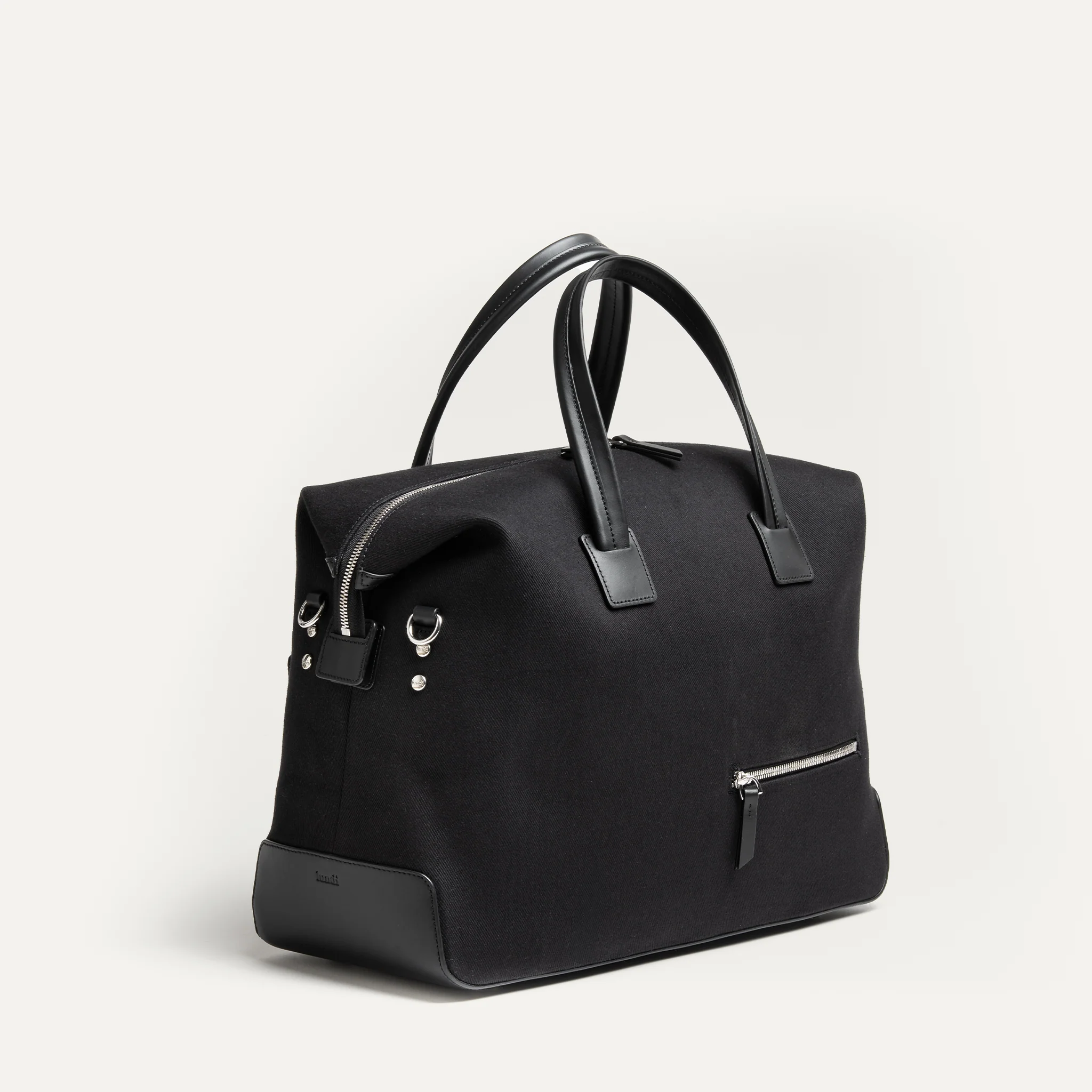 Sac de voyage 48h Femme ~ AUGUSTIN ~ Toile noire & cuir noir - Image 8