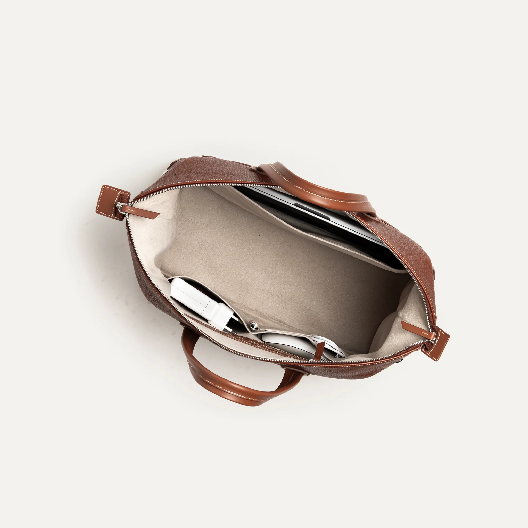 Sac de voyage 48h Femme ~ WESLEY~Cuir grainé cognac - Image 9