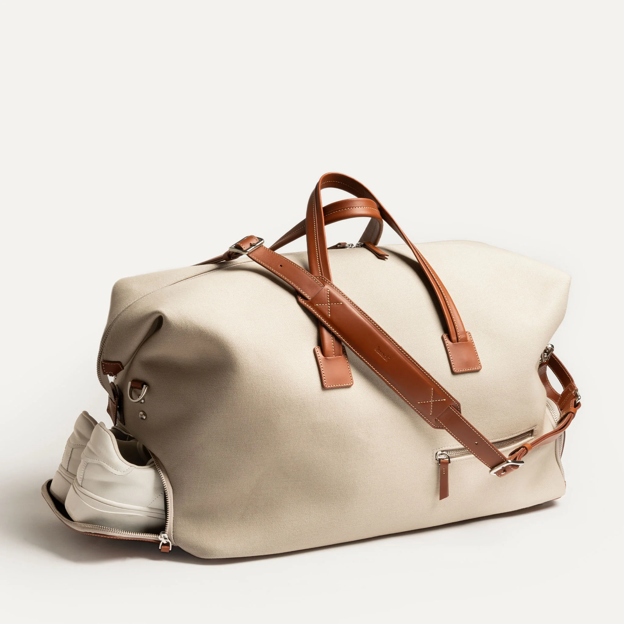 Sac de voyage Femme ~ REMINGTON ~ Toile Beige & cuir Cognac - Image 3