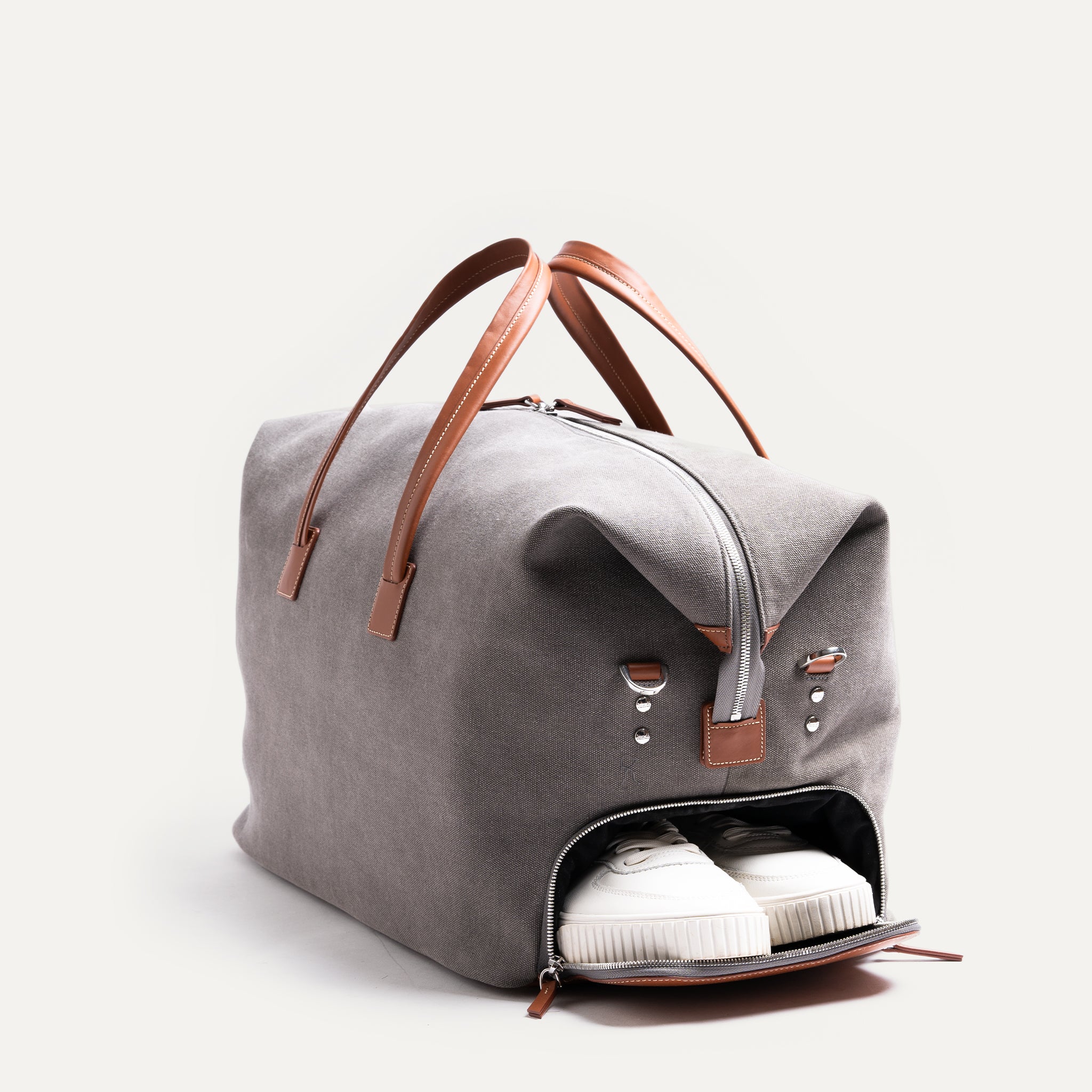 Sac de voyage Femme ~ REMINGTON ~ Toile Grise & cuir Cognac - Image 3