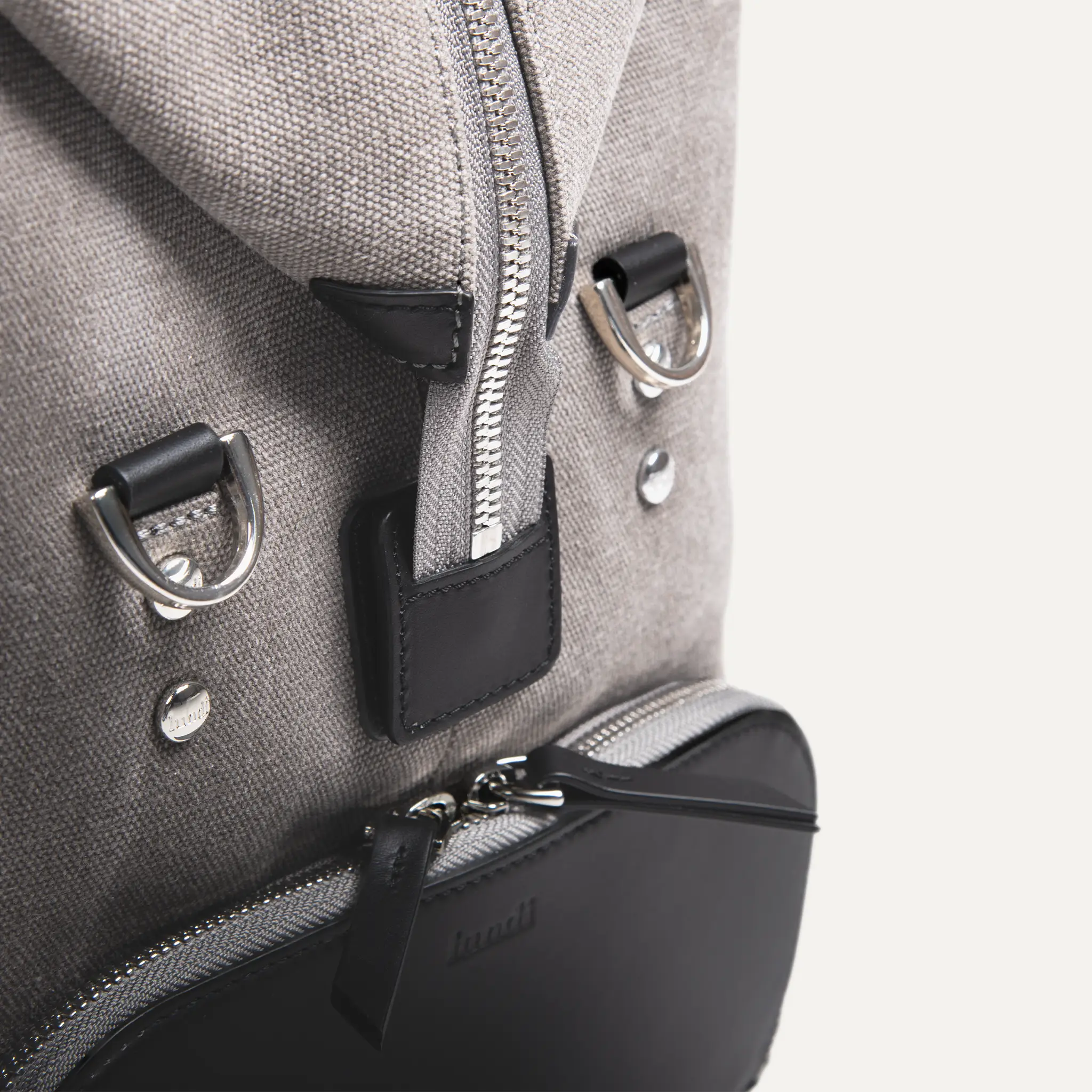 Sac de voyage Femme ~ REMINGTON ~ Toile Grise & cuir Noir - Image 9
