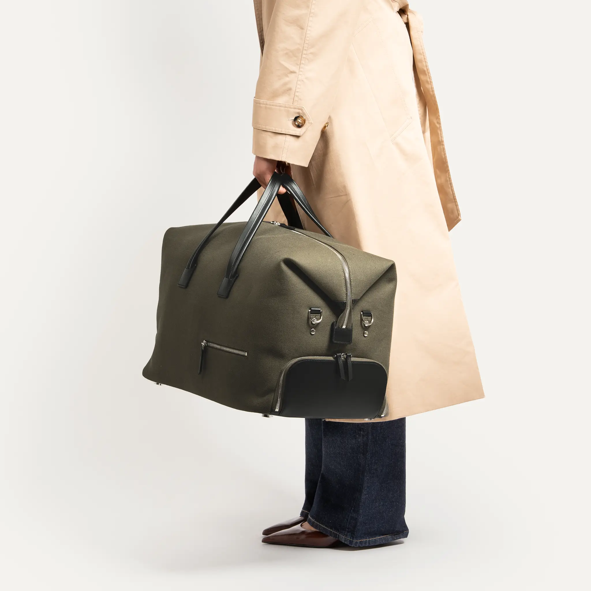 Sac de voyage Femme ~ REMINGTON ~ Toile Kaki & cuir Noir - Image 5