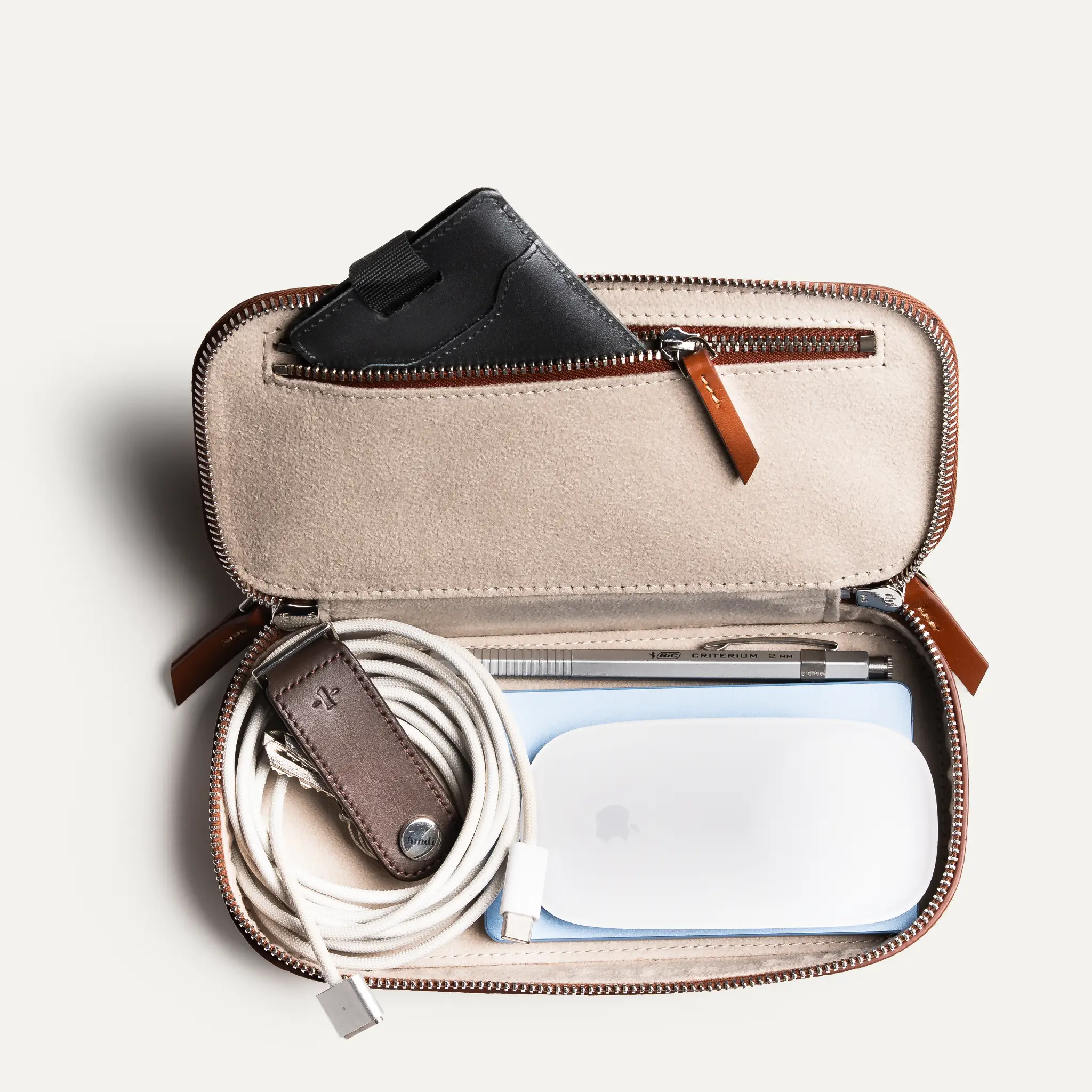 Trousse de toilette compacte ~ EVA - Cuir grainé marron - Image 12
