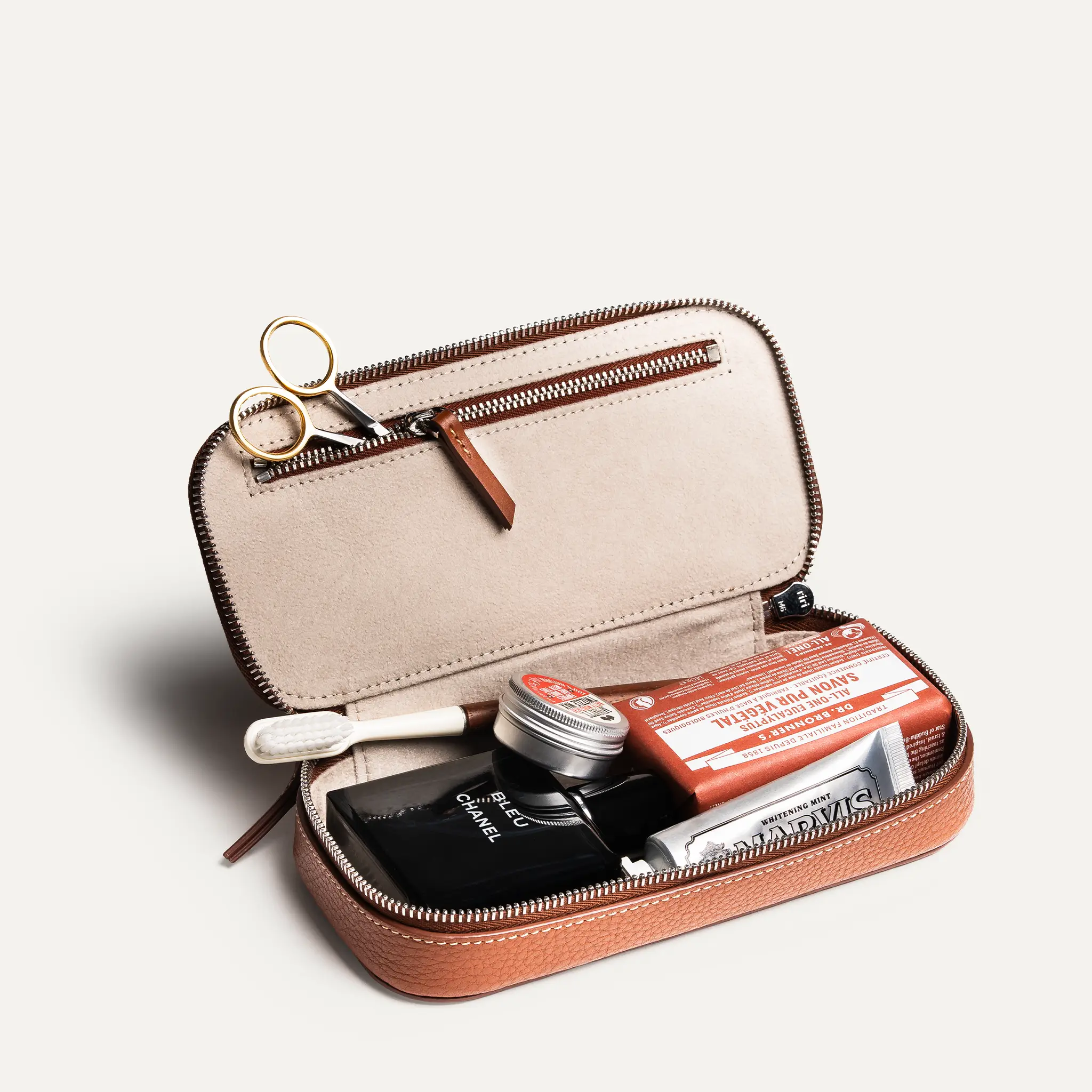 Trousse de toilette compacte ~ EVA - Cuir grainé cognac - Image 8