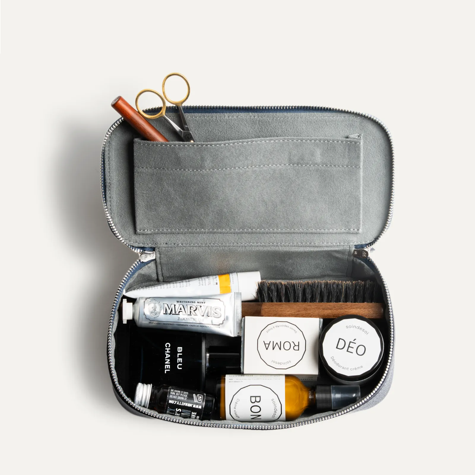 Trousse de toilette en cuir grainé ~ LISA - Marine - Image 12