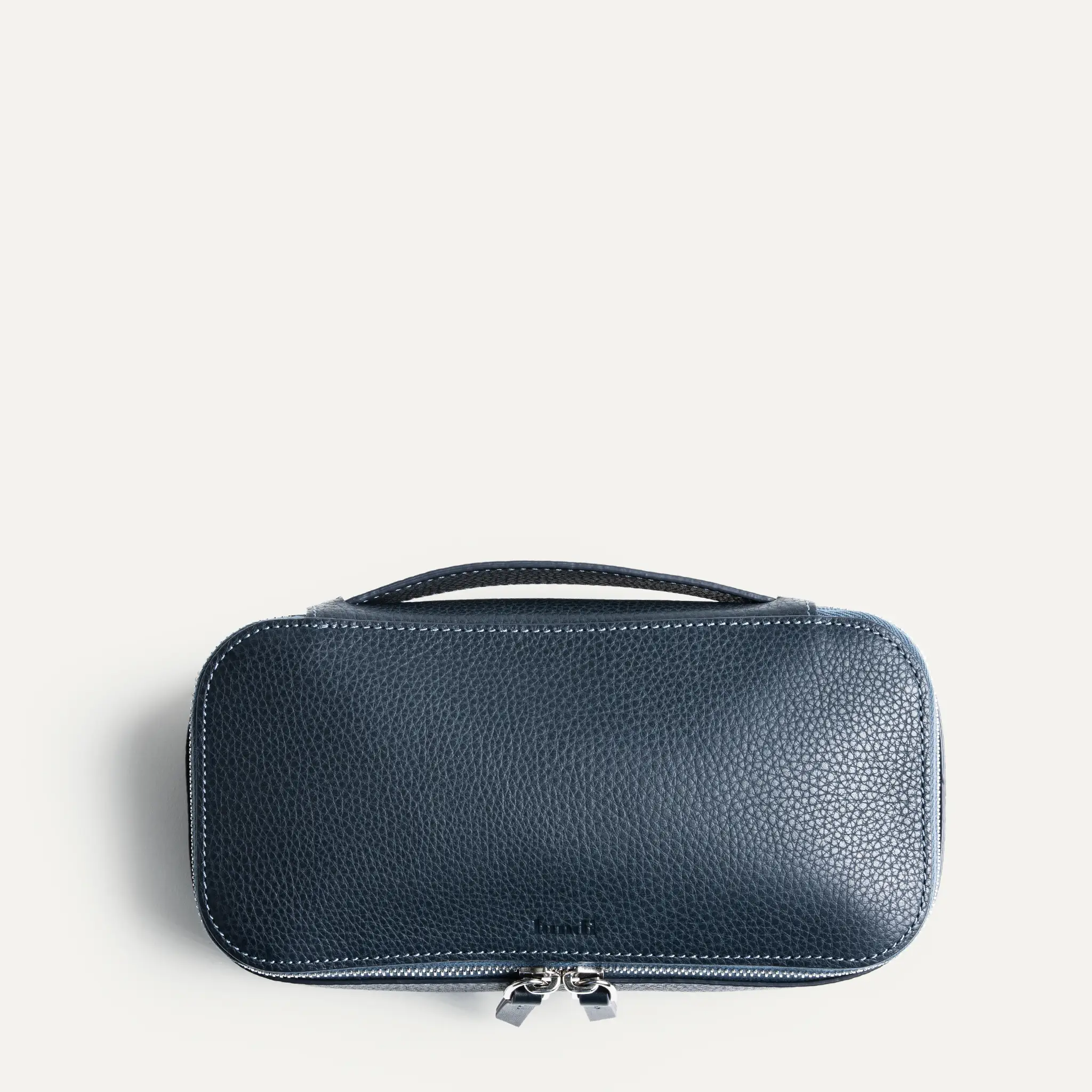 Trousse de toilette en cuir grainé ~ LISA - Marine - Image 7
