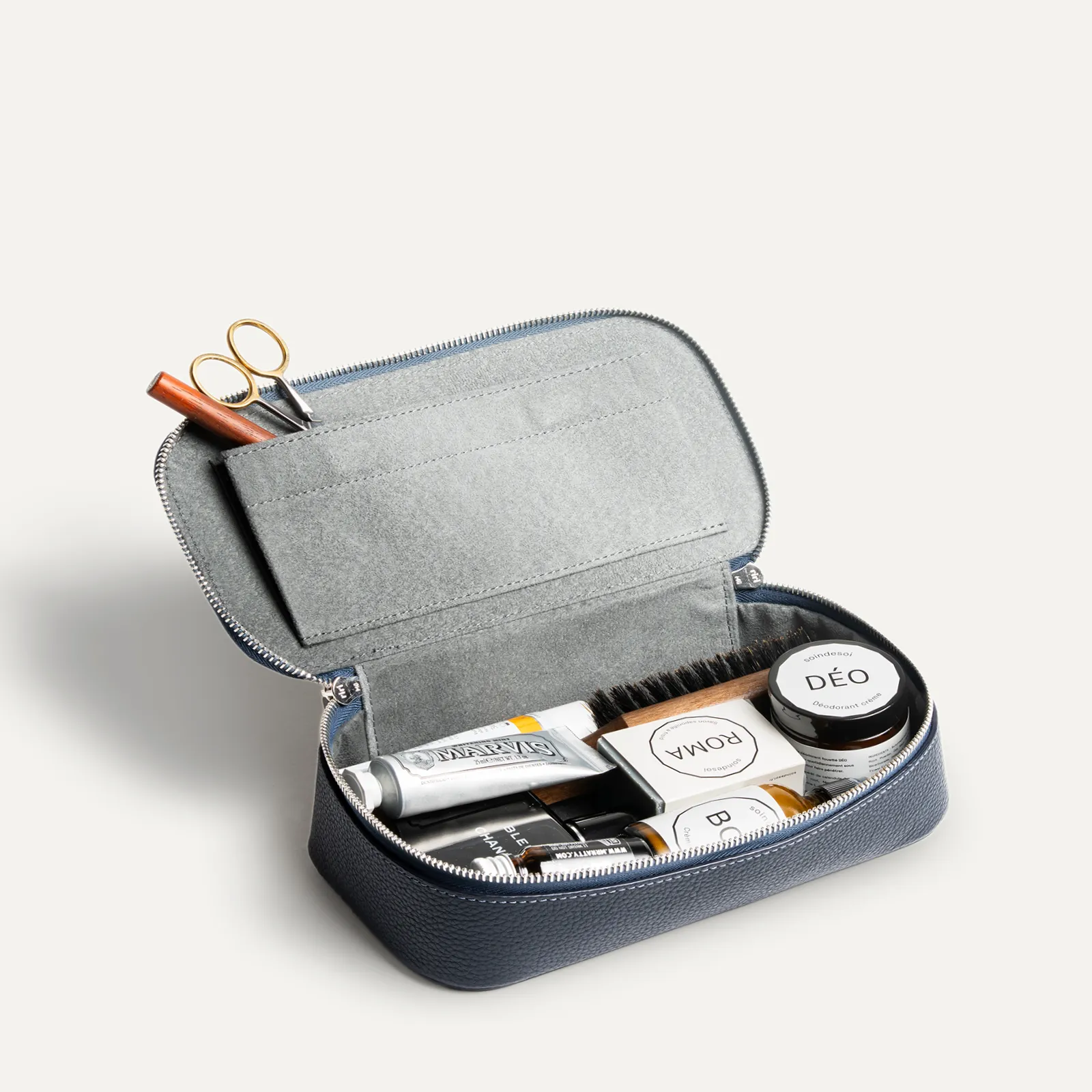 Trousse de toilette en cuir grainé ~ LISA - Marine - Image 9