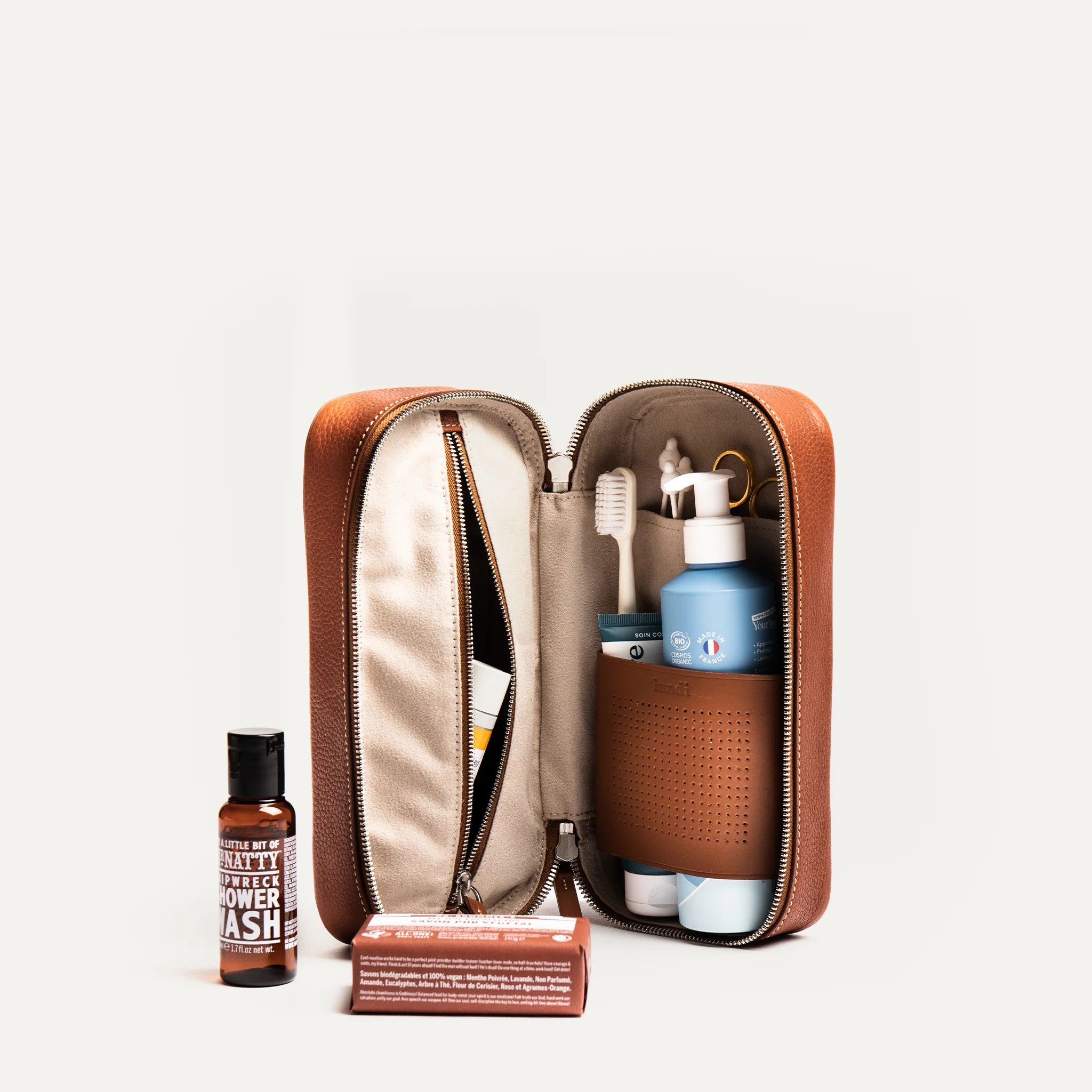 Trousse de toilette cuir ~ CLARA - COGNAC - Image 4